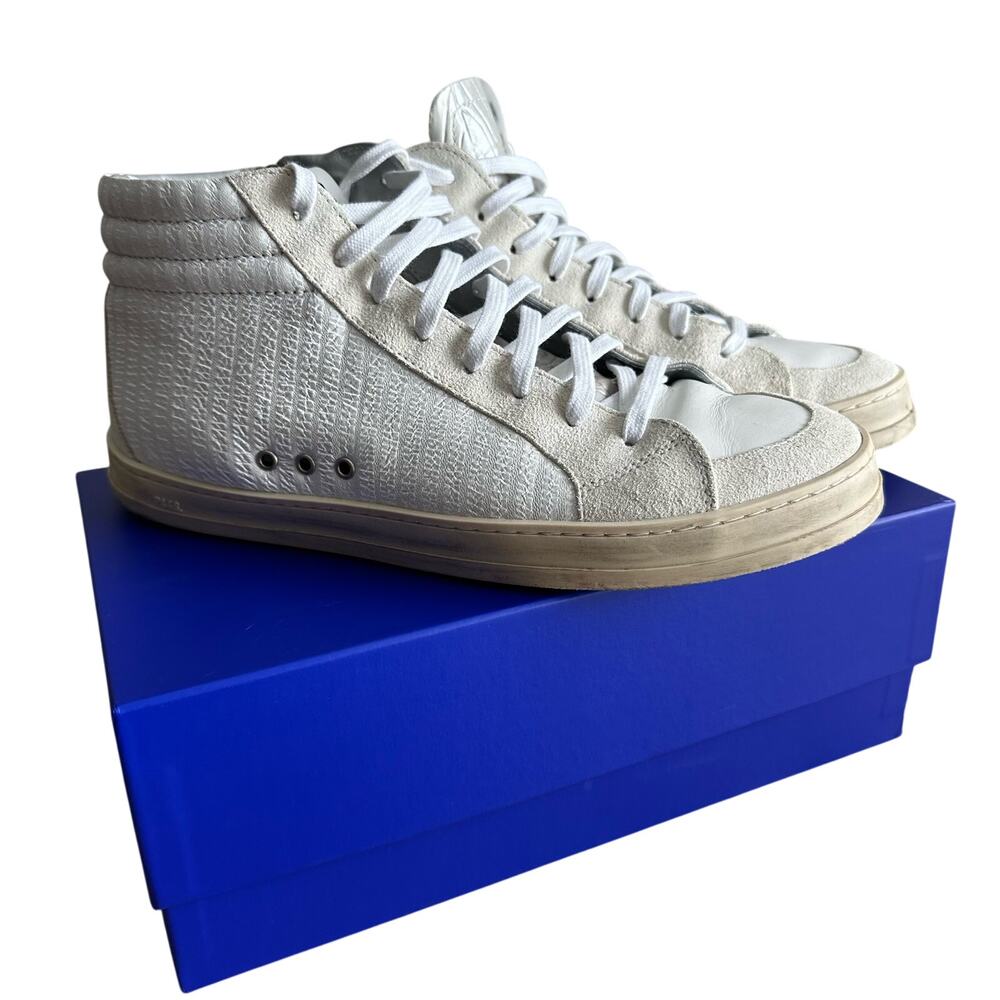 P448 Skate High Top Sneaker in Peony Crinkled Leather Stripe 42